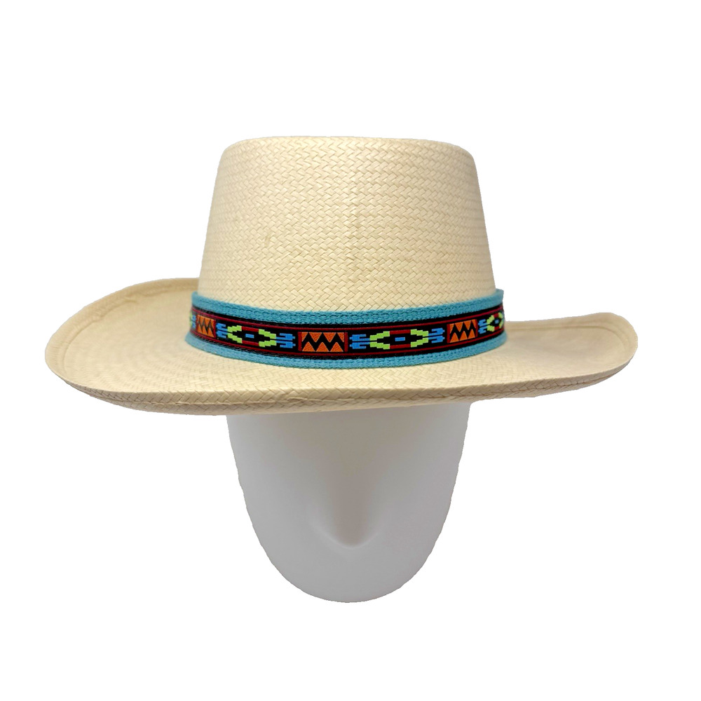 Vintage Sheplers Straw Cowboy Hat Small/Medium Western USA Made Aztec Band